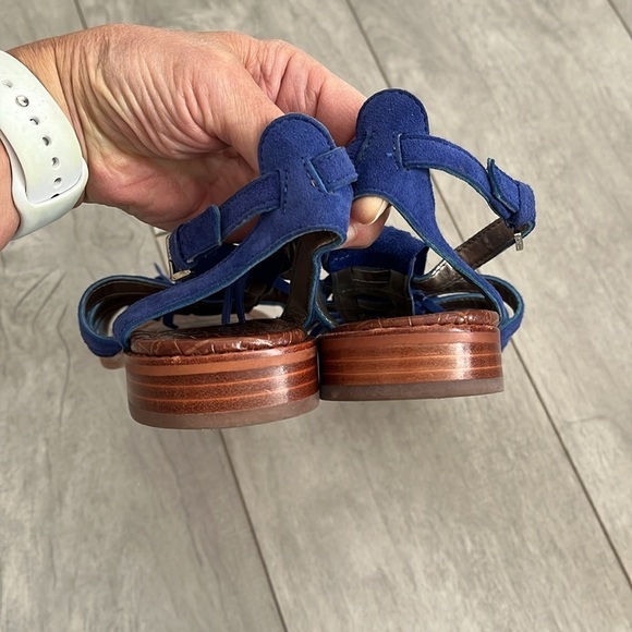 HOST PICK 💙 SAM EDELMAN Suede Leather Fringe Sandal Royal Blue, Size 7.5 - Picture 2 of 13